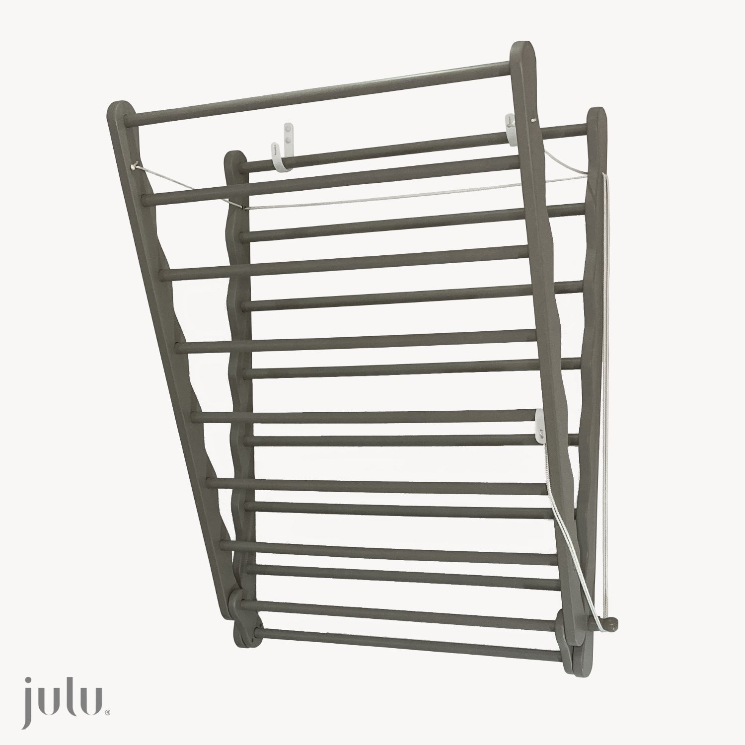 Doris Pine Grey Wooden Wall Mounted Clothes Airer Julu