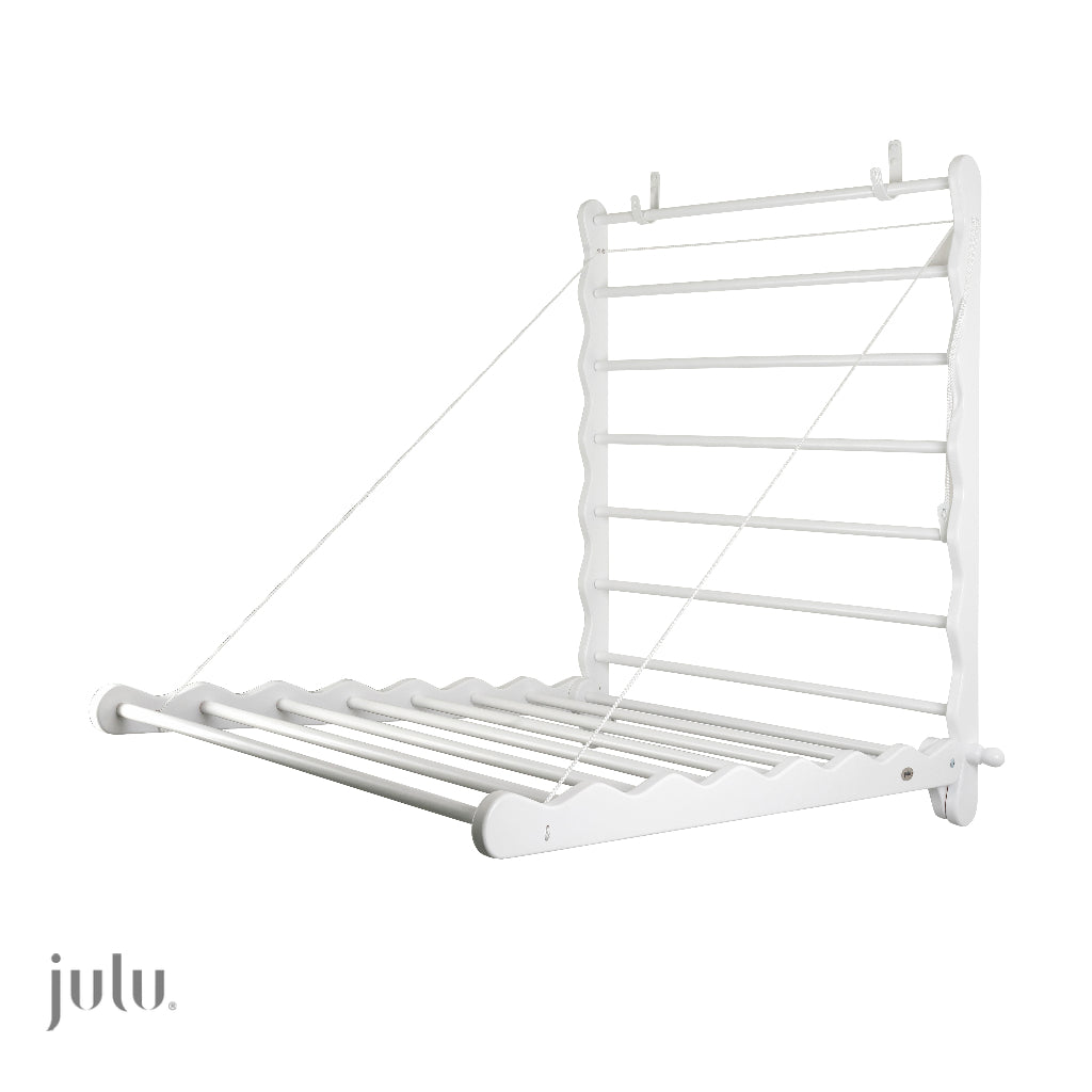 Beautiful Beech White Clothes Airer, drying rack fully open sold by Julu