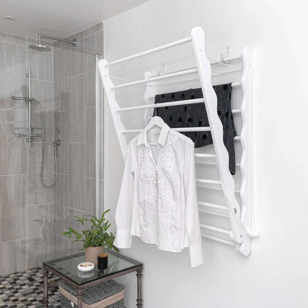 Beautiful Beech White Clothes Airer, drying rack sold by Julu