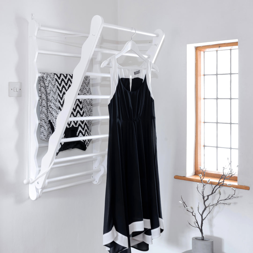 White Wooden Clothes Airer shown in Hallway Sold by Julu