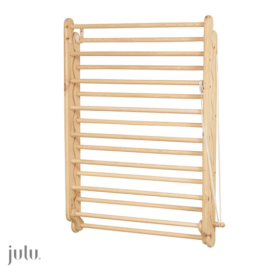 Wooden Clothes Airer Sold by Julu Shown fully closed up.